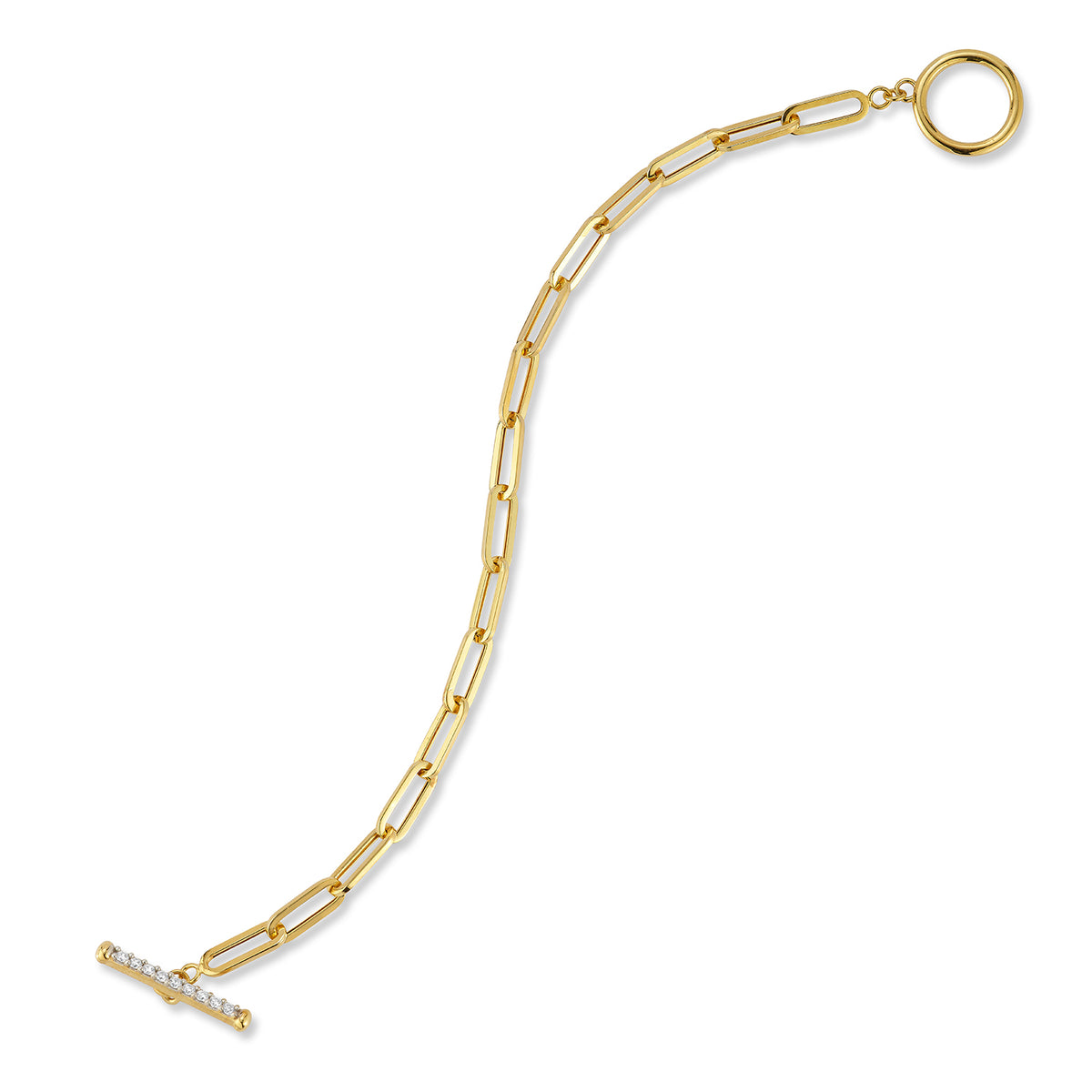 14K Gold 0.18 ct. tw. Open Link Toggle Bracelet