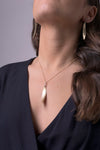 14K Gold 0.06 ct. tw. Hammered Stacked Leaf Pendant