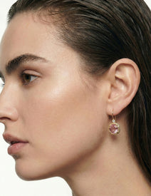 14K Gold 0.03 ct. tw. Diamond & 7.0ct Rose Quartz Earrings