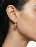 14K Gold 0.04 ct. tw. Diamond & 7.0CT Smokey Topaz Earrings