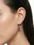 14K Gold  0.03 ct. tw. Diamond & 6.5CT Amethyst Earrings