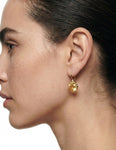 14K-Y CITRINE GALLERY EARR., 0.03CT