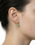 14K Gold 7.2CT Drop Green Amethyst Color Earrings