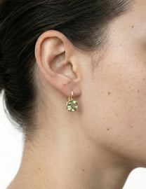 14K Gold 7.2CT Drop Green Amethyst Color Earrings