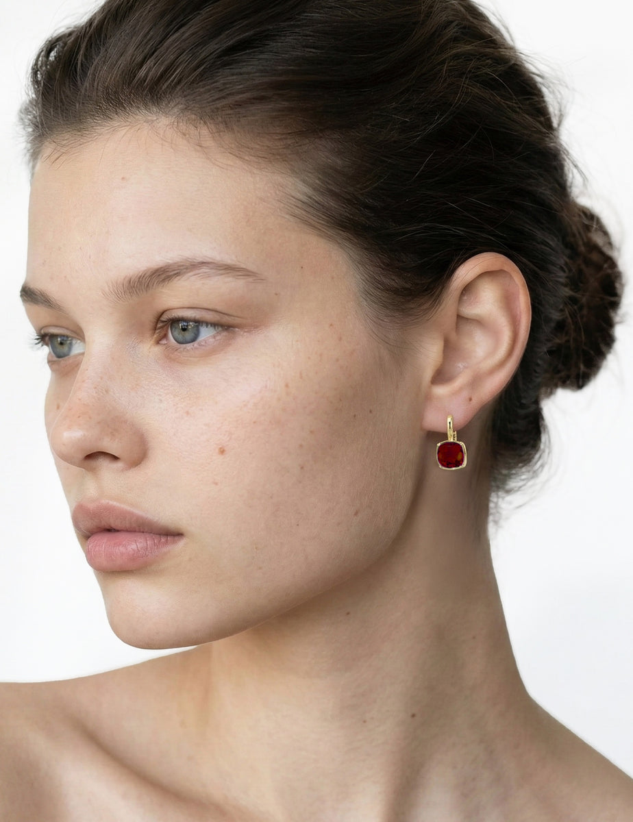 14K Gold 10.8CT Drop Garnet Color Earrings