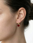 14K Gold 10.8CT Drop Garnet Color Earrings
