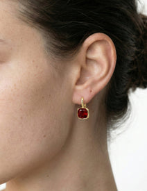 14K Gold 10.8CT Drop Garnet Color Earrings