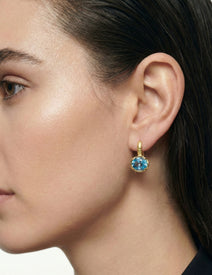 14K Gold 13.6CT Blue Topaz Color Stone Earrings