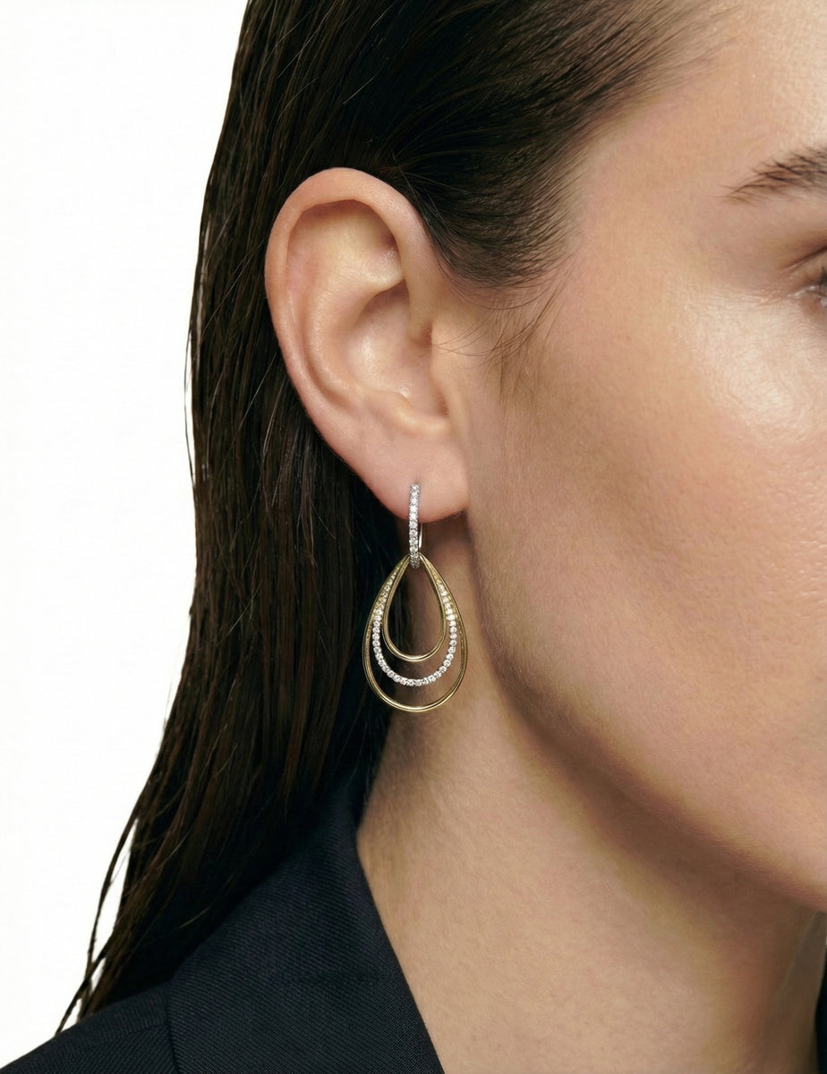 14K-Y TEAR-DROP EARR., 0.70CT