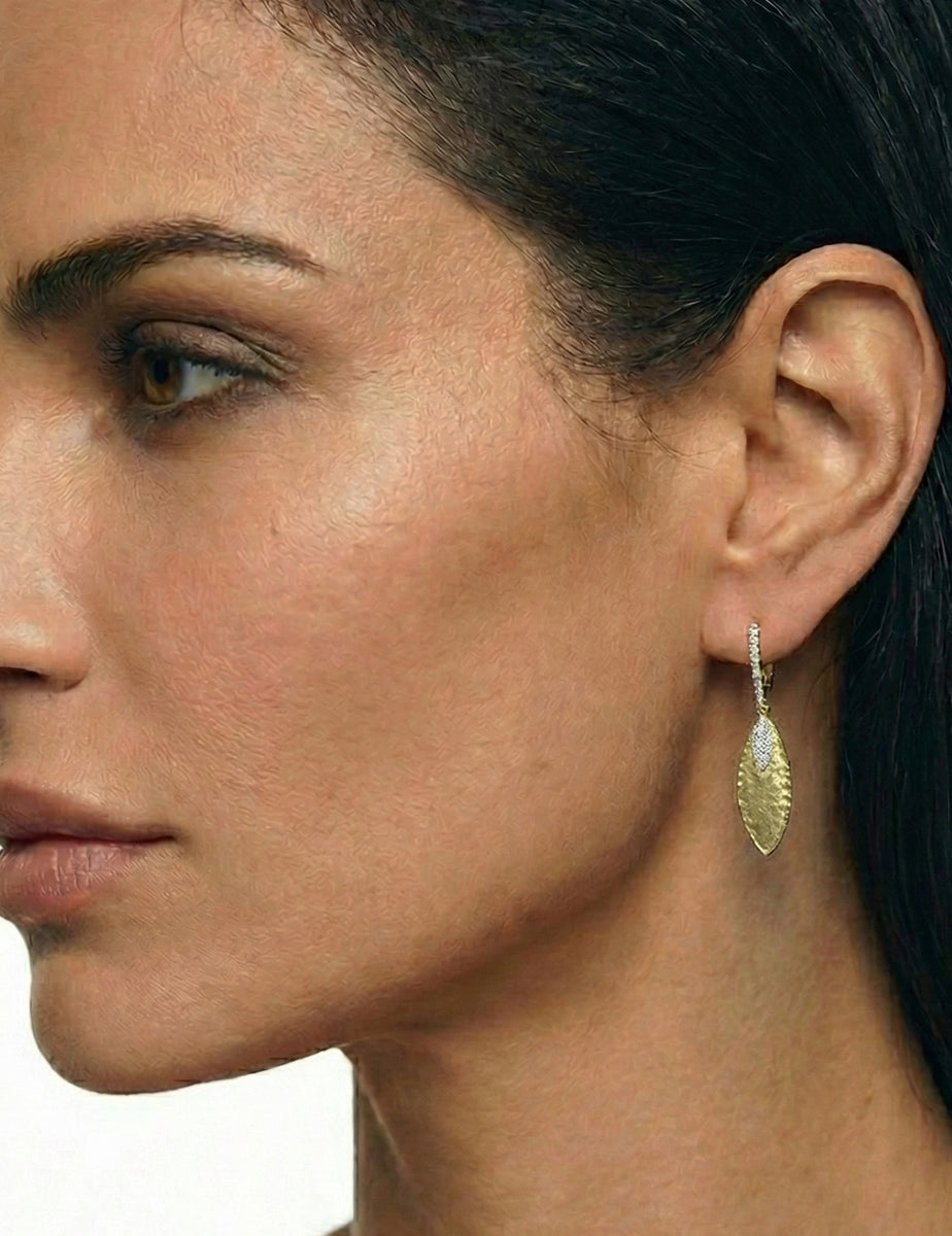 14K-Y LEAF EARR. 0.35CT