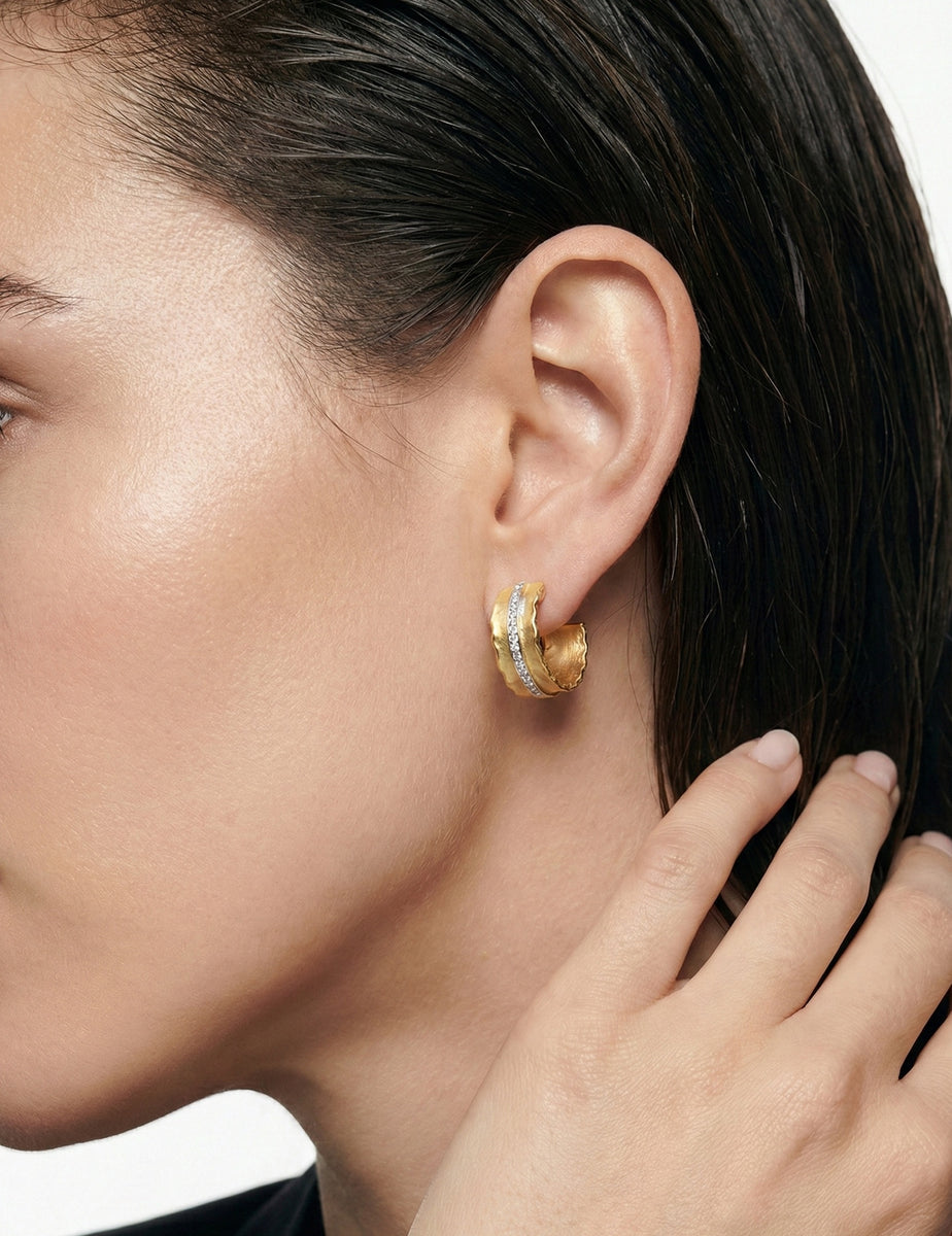 14K-Y HOOP EARR., 0.12CT