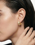 14K-Y HOOP EARR., 0.12CT