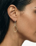 14K-Y DANGLING OVAL EARR., 0.20CT