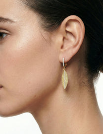 14K-Y LEAF EARR., 0.35CT