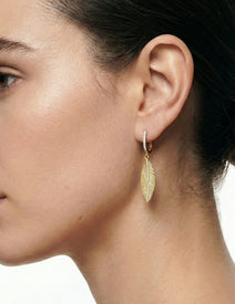 14K-Y LEAF EARR., 0.35CT