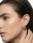 14K-Y FILIGREE HOOP EARR., 0.05CT
