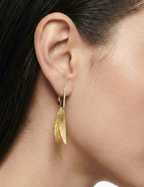 14K-Y LEAF EARR., 0.15CT