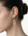 14K-Y DIA. SHAPED DANGLING EARR., 0.15CT