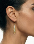 14K-Y LEAF EARR., 0.20CT