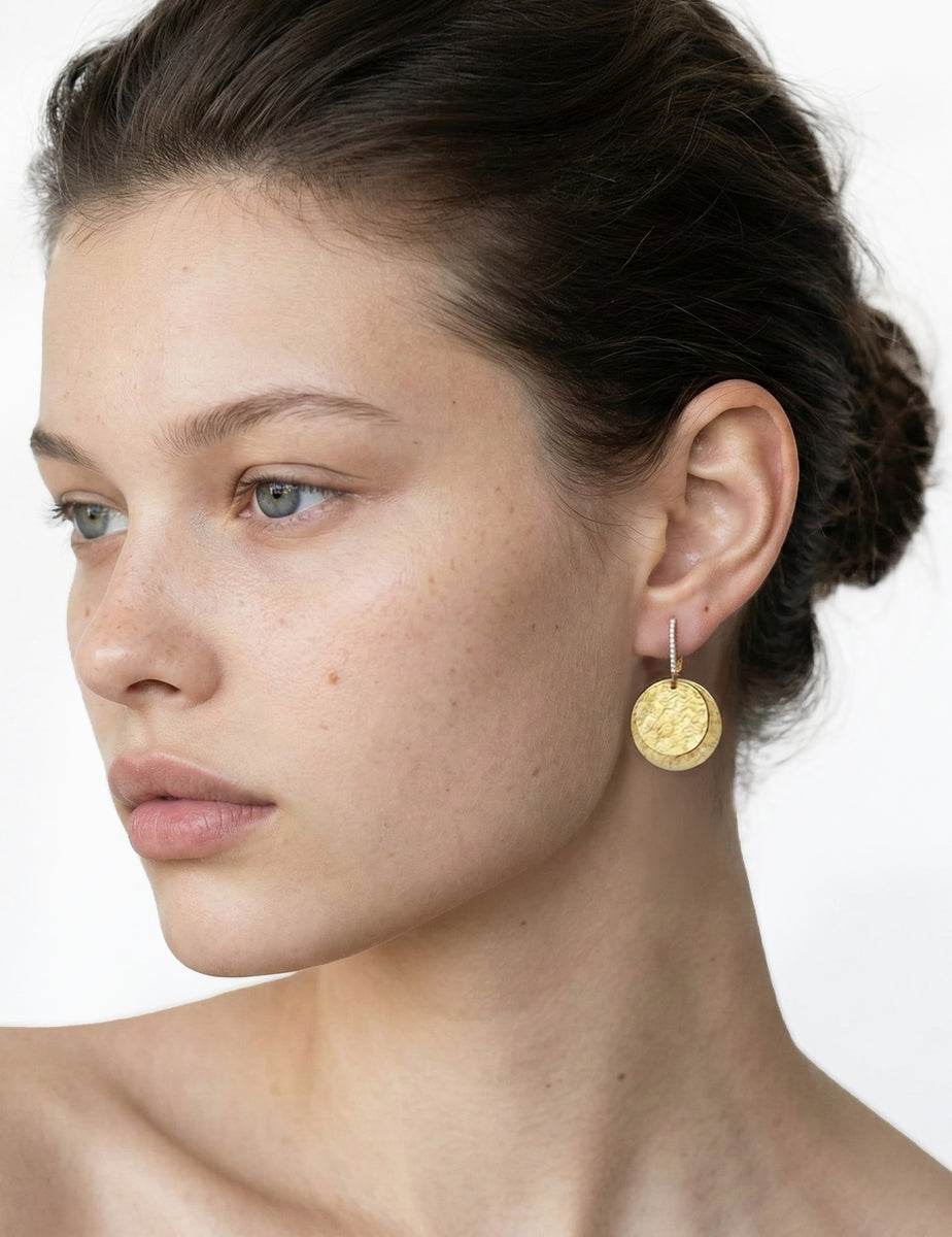 14K-Y DANGLING EARR., 0.15CT