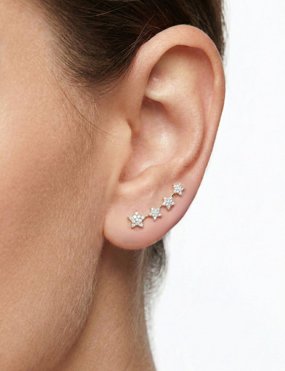 14K-Y STAR CLIMBER EARR., 0.60CT