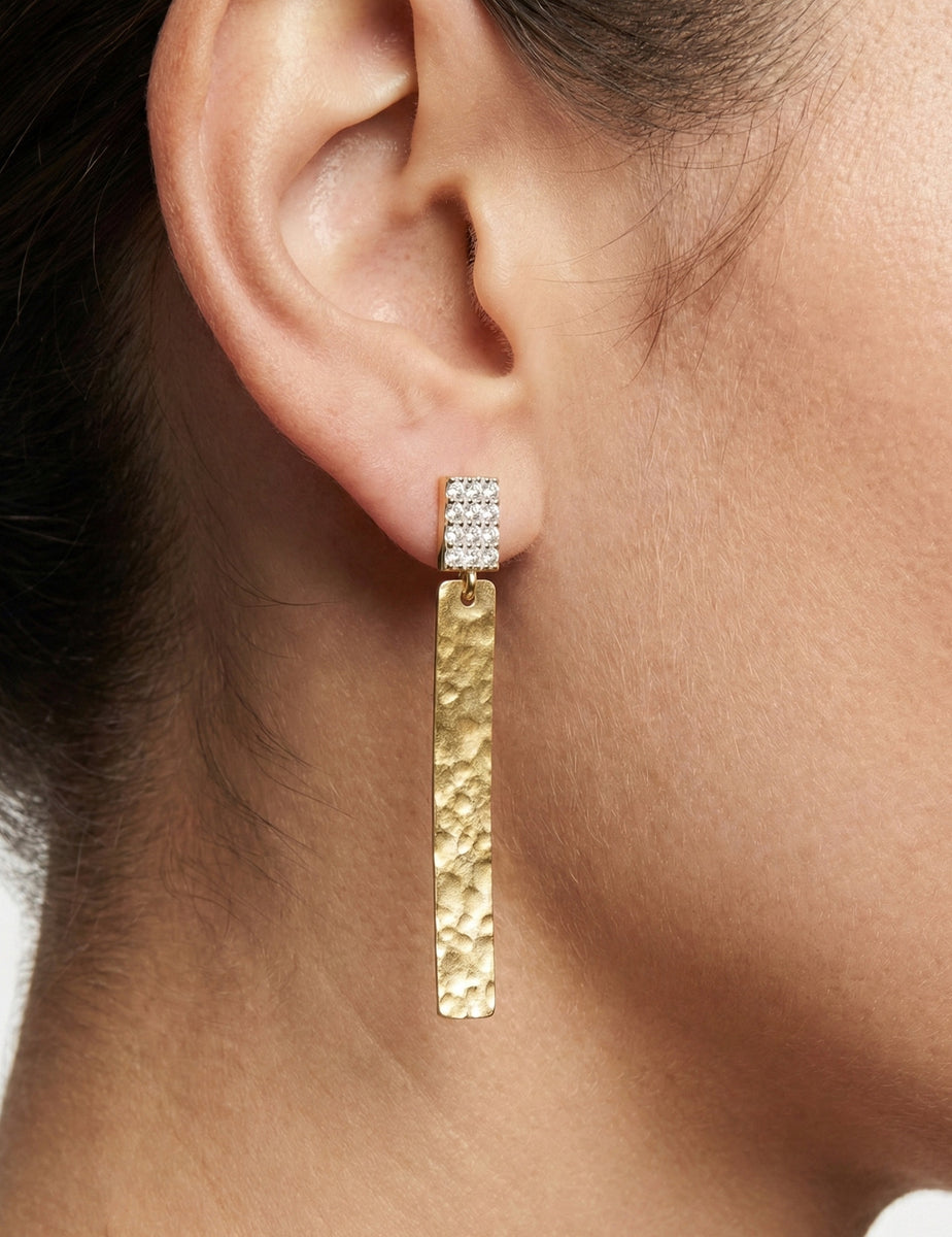 14K-Y DROP STICK EARR., 0.18CT