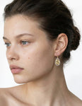 14K-Y TEAR-DROP VINE EARR., 0.60CT