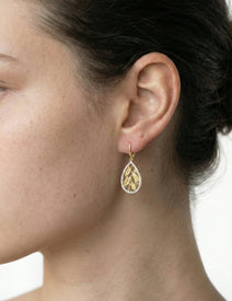 14K-Y TEAR-DROP VINE EARR., 0.60CT
