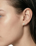 14K-Y SQ. STUD EARR., 0.20CT