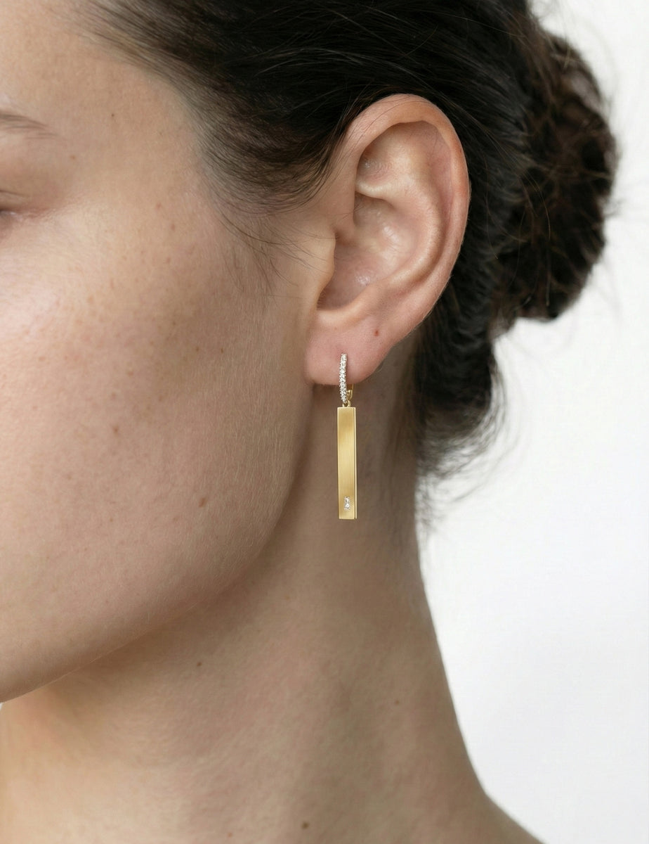 14K Gold 0.15 ct. tw. Dangling Rectangle Earrings
