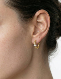 14K-Y HOOP EARR., 0.10CT