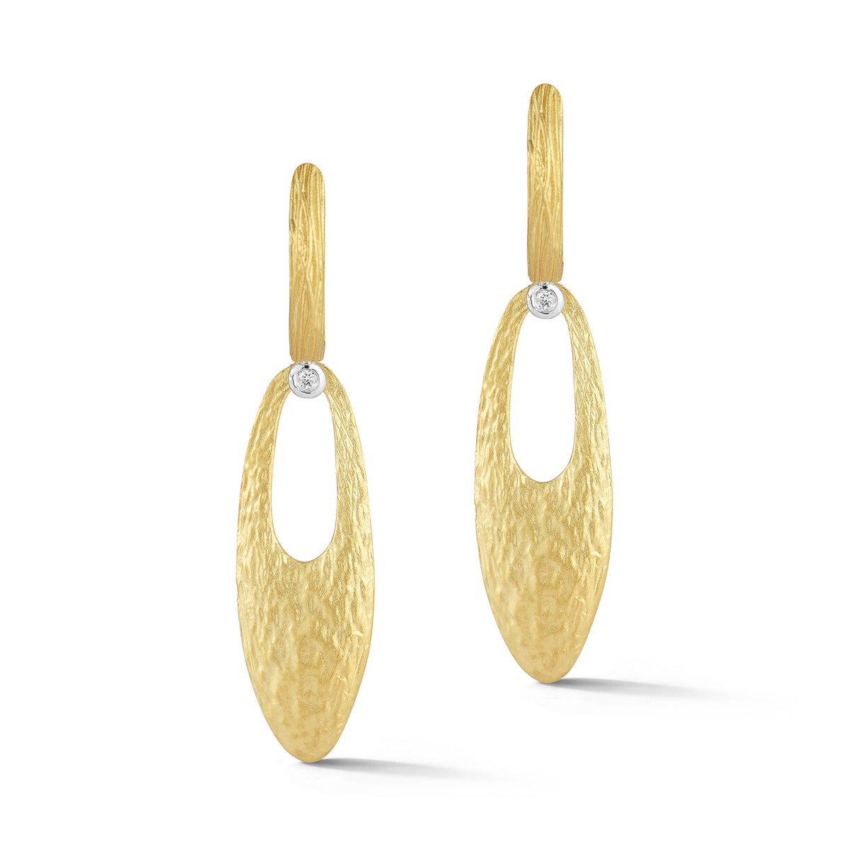 14K-Y OPEN OVL EARR., 0.02CT