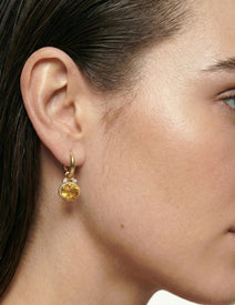 14K Gold 0.10 ct. tw. & 4.9CT Citrine Color Stone Earrings