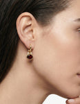 14K Gold 0.10 ct. tw. & 5CT Garnet Color Stone Earrings