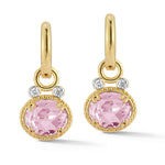 14K Gold 0.10 ct. tw. & 4.9CT Rose Quartz Color Stone Earrings