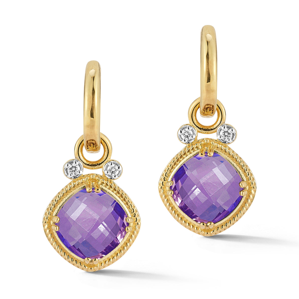 14K Gold 0.14 ct. tw. & 4.0CT Amethyst Earrings