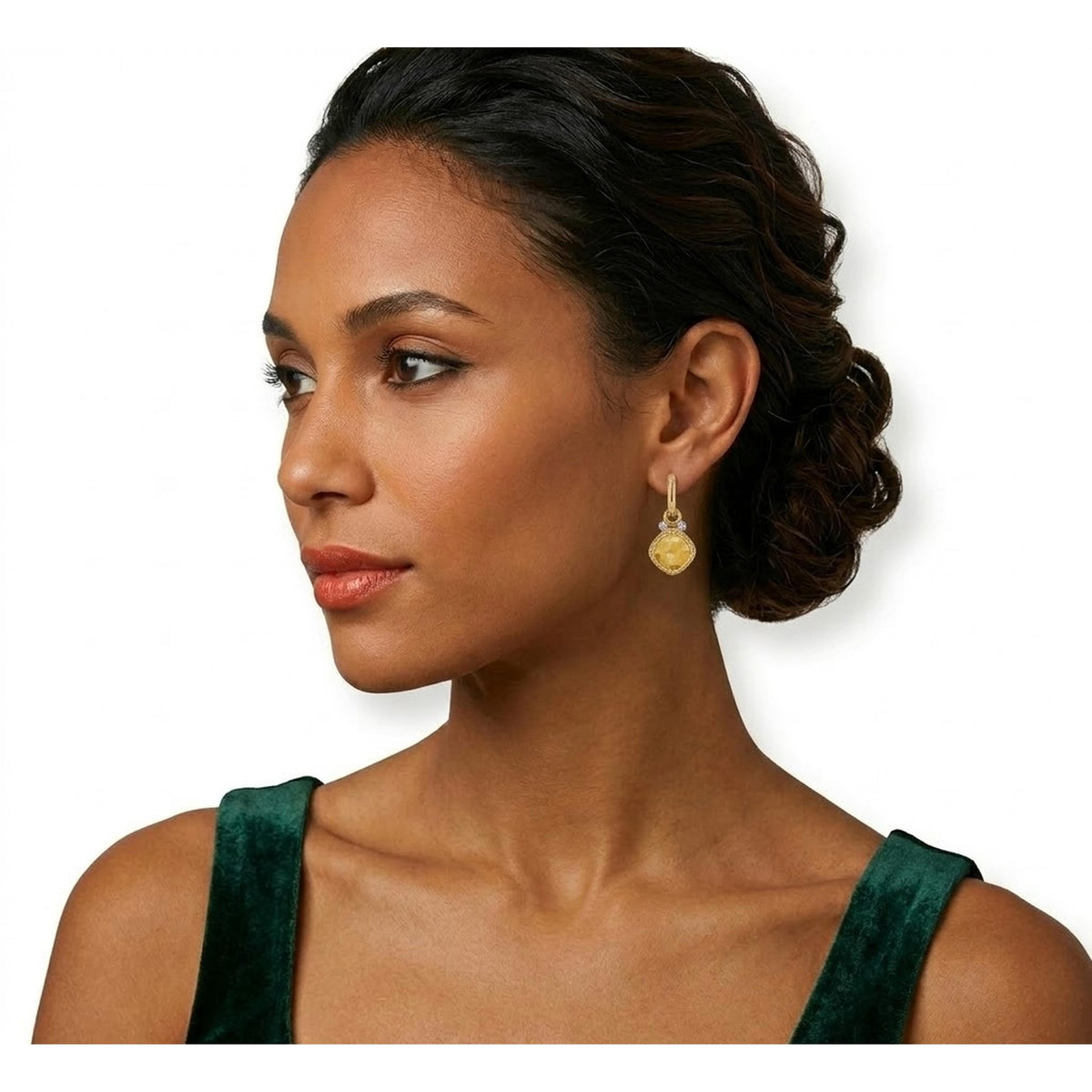 14K Gold 0.14 ct. tw. & 4.0CT Citrine Earrings