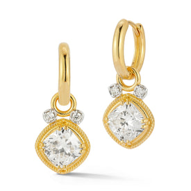 14K Gold 5.12 ct. tw. Lab Grown Diamonds & 0.10CT Bezel Set Natural Diamond Hoop Earrings
