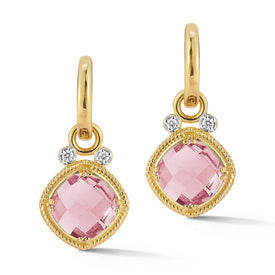 14K Gold 0.14 ct. tw. & 4.0CT Rose Quartz Earrings