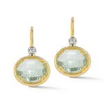 14K Gold 0.05 ct. tw. & 5CT Green Amethyst Earrings