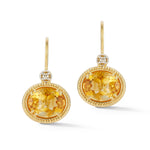 14K Gold 0.04 ct. tw. Diamond & 4.9CT Citrine Color Stone Earrings