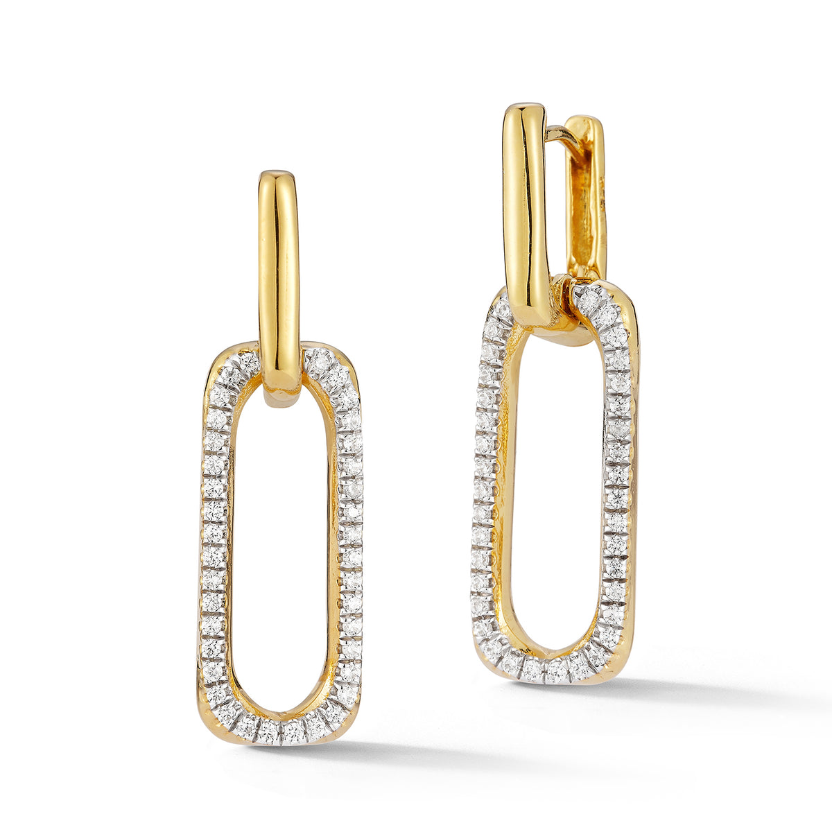 14K Gold 0.78 ct. tw. Dangling Open Rectangle Earrings