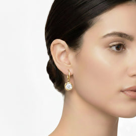 14K Gold 8mm Hoop Earrings with Dangling 3.9 ct. tw. Lab Grown Diamond Charms