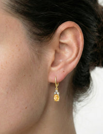 14K Gold 0.09 ct. tw. Diamond & 2.34CT Citrine Dangling Earrings