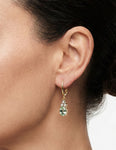 14K Gold 0.09 ct. tw. Diamond & 2.2CT Green Amethyst Dangling Earrings