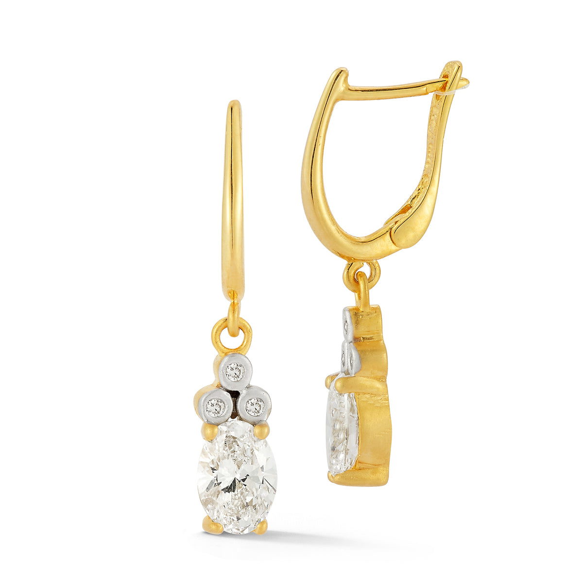 14K Gold 2.18 ct. tw. Lab Grown Diamonds  & 0.09 ct. tw. Natural Diamond Dangling Earrings