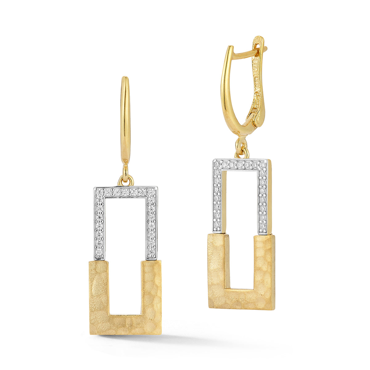 14K Gold 0.25 ct. tw. Dangling Open Rectangle Earrings