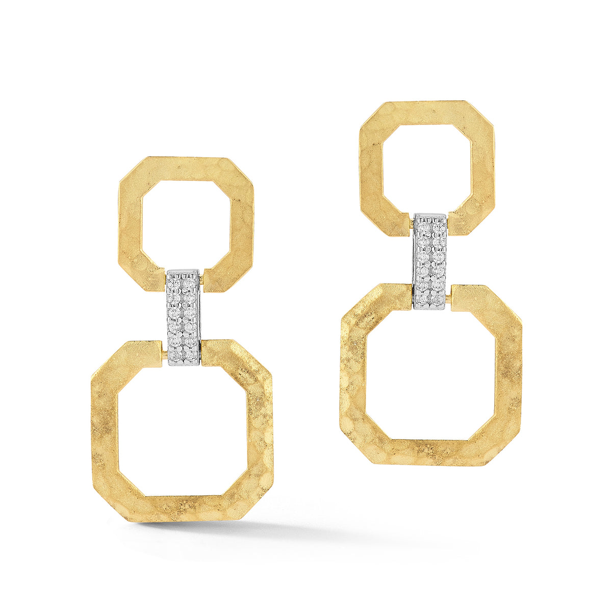 14K Gold 0.15 ct. tw. Dangling Open Octagon Earrings