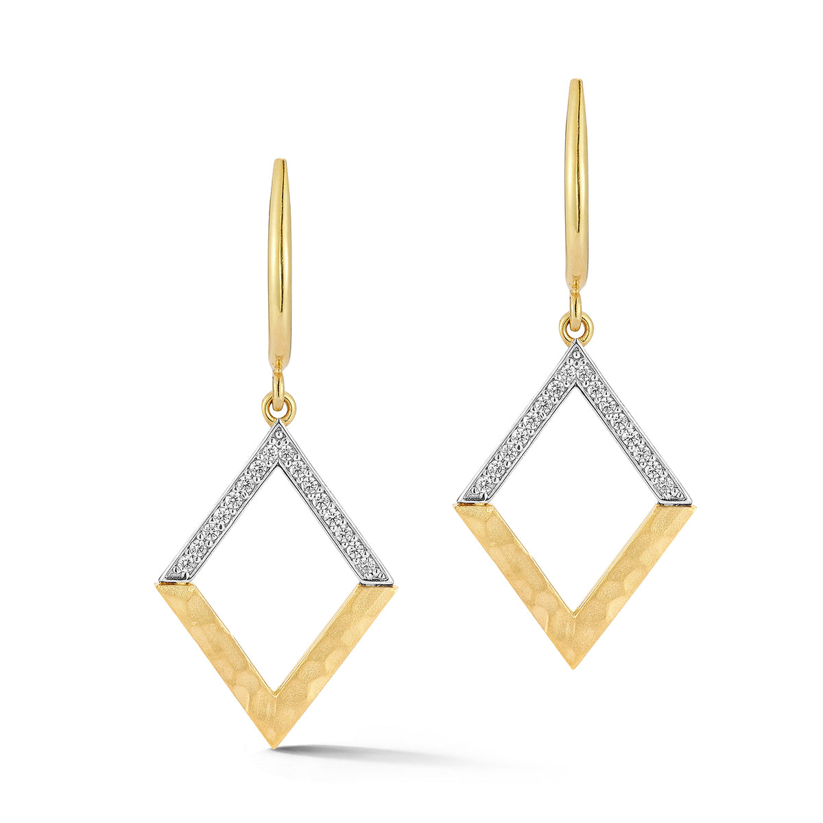 14K Gold 0.19 ct. tw. Dangling Open Diamond Earrings