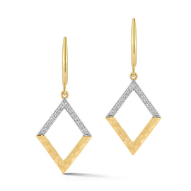 14K Gold 0.19 ct. tw. Dangling Open Diamond Earrings